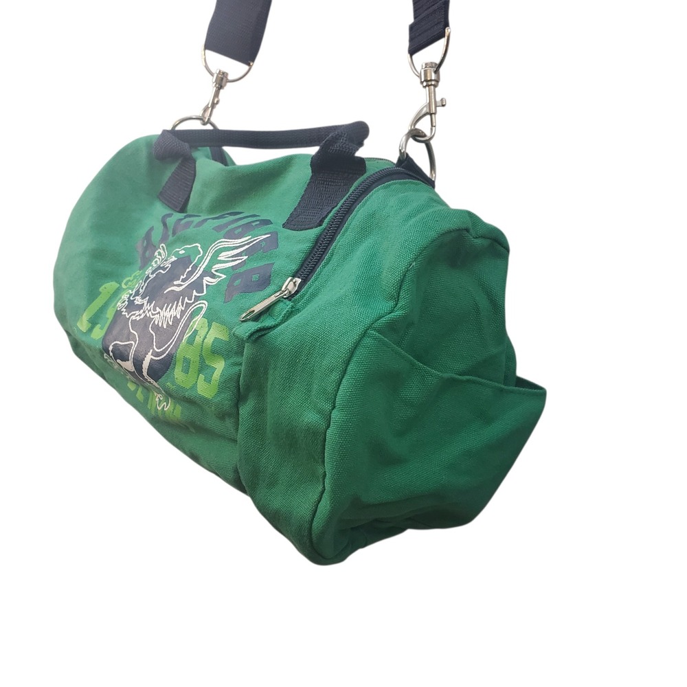Tommy Hilfiger Denim Green Canvas Duffle Bag Griffin Crest 1985 Gym Travel Zip - Picture 2 of 14